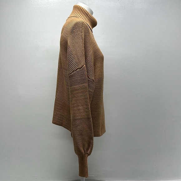 Staud Benny Sweater Roll Neck Turtleneck Long Sleeve Heavy Knit Beige Tan Small - Picture 3 of 9